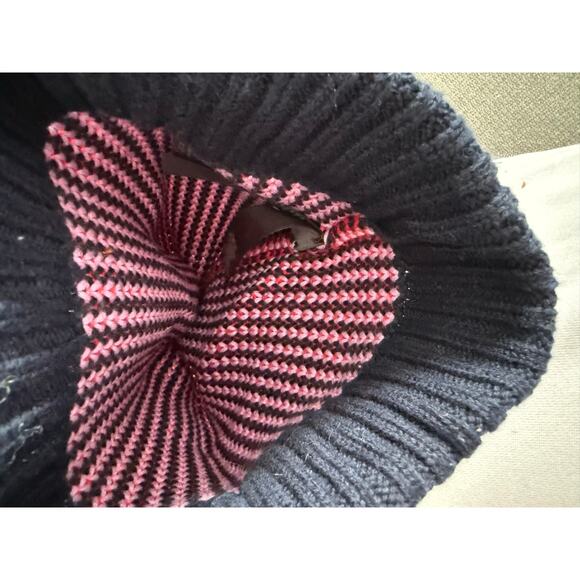 Coach 85213 Tricolor Tuckstitch Beanie‎ Hat Pom